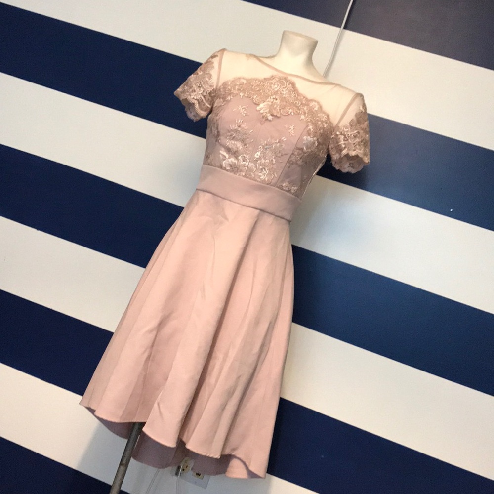 ASOS Chi Chi London Lace Covered dress 4  pink